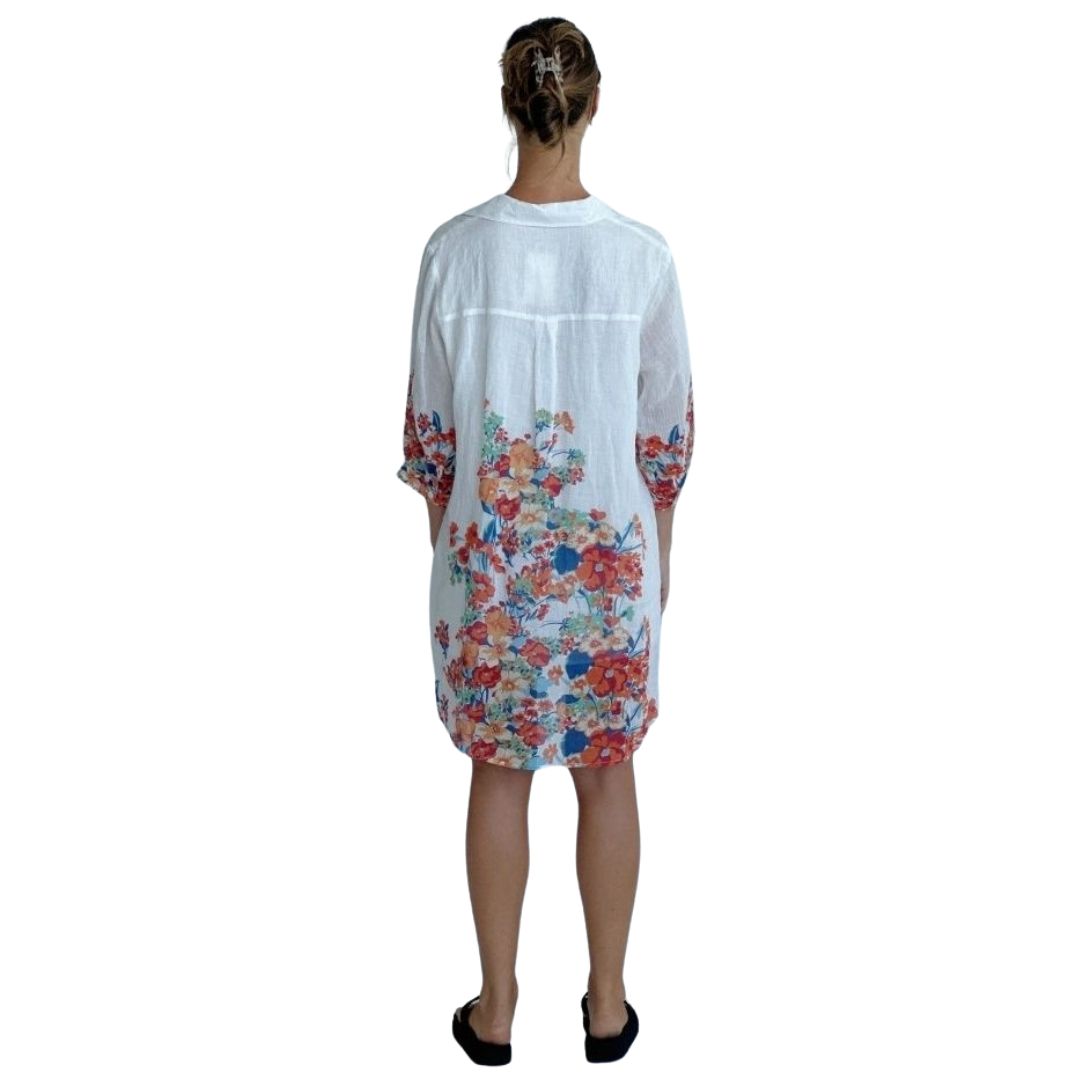 Back of Floral Garden party Shirt Dress by Worthier.