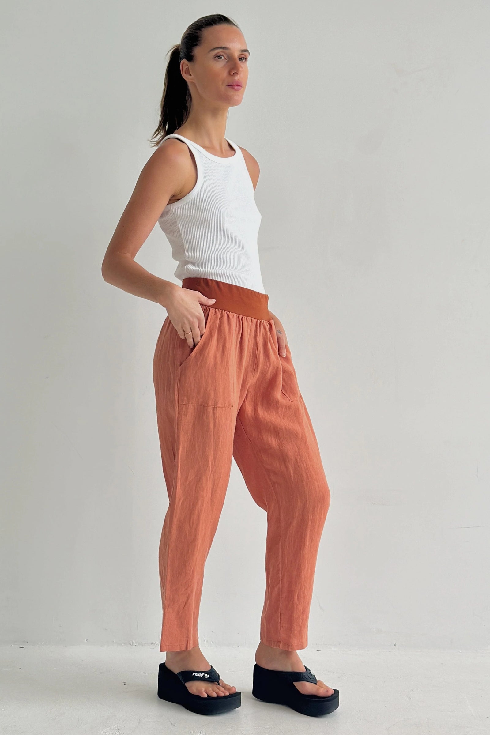 Straight Leg Linen Pants
