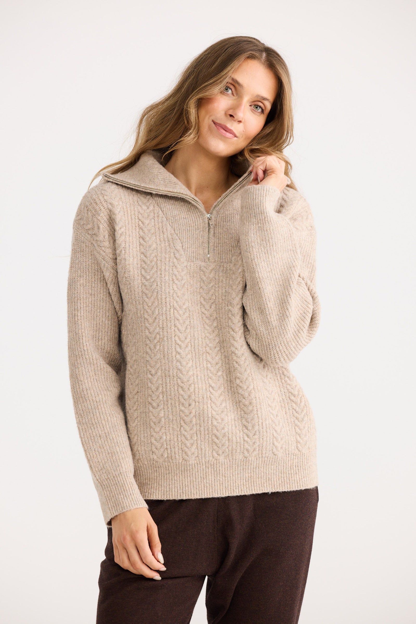 Quarter Zip Cable Knit by Holiday - Kindred Spirit Boutique - Kindred ...