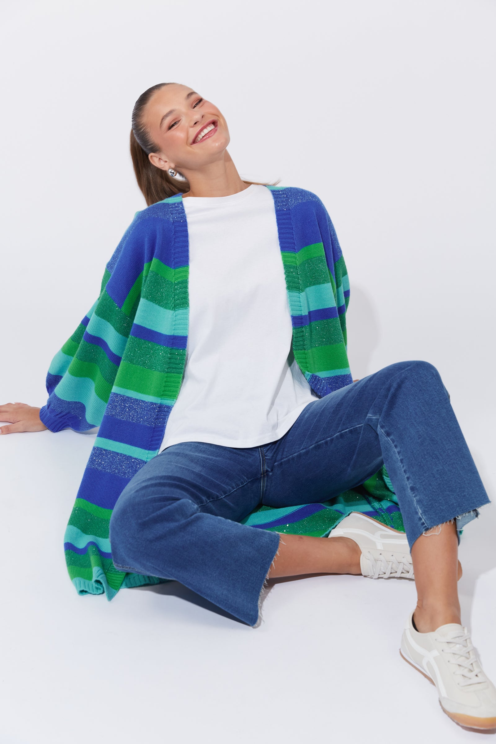 Yuma Stripe Long Knit Cardigan