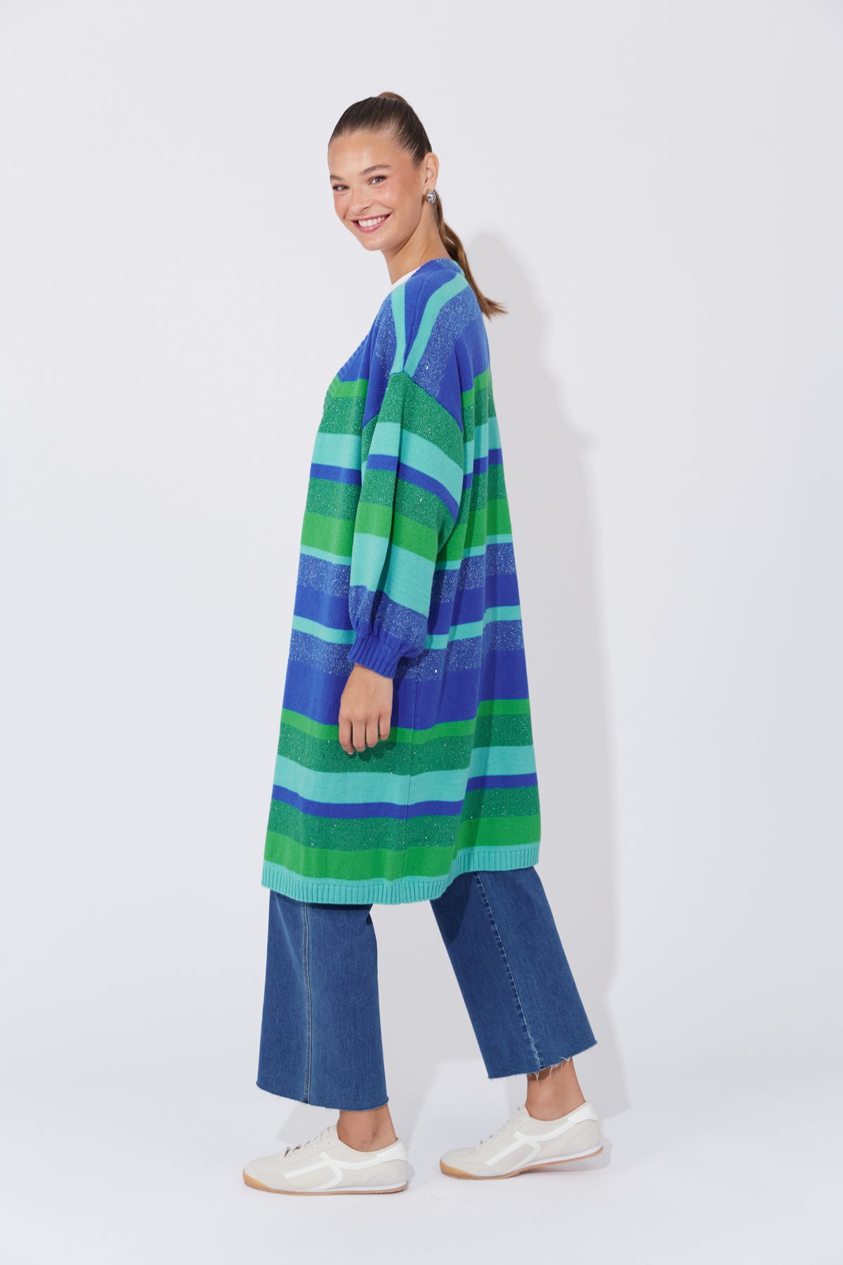 Yuma Stripe Long Knit Cardigan