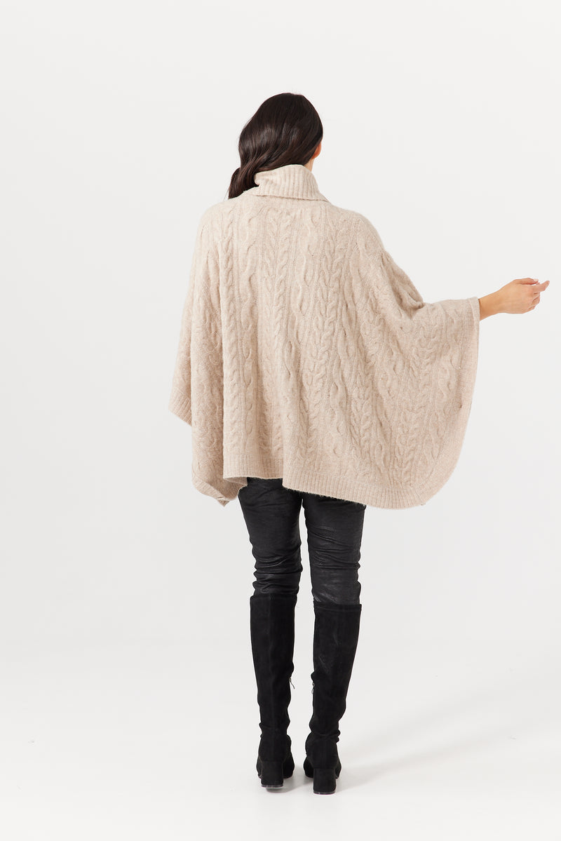 Claudine Poncho in Stone or Black at Kindred Spirit Boutique & Gift