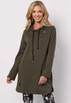Clarity Hooded Sweat Dress in Khaki at Kindred Sprit Boutique & Gift