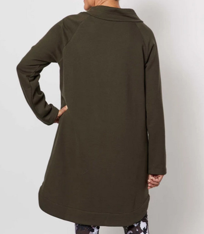 Clarity Hooded Sweat Dress in Khaki at Kindred Sprit Boutique & Gift