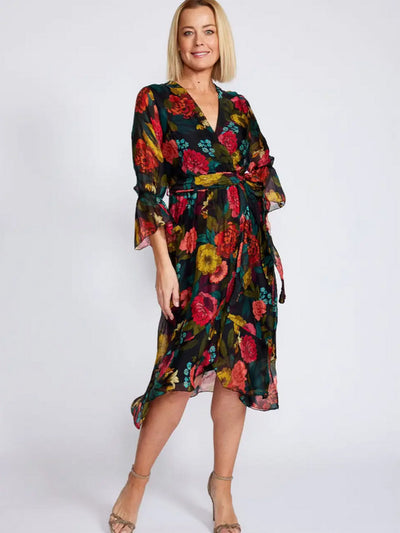 Cross Over Wrapped Dress by La Strada at Kindred Spirit Boutique & Gift