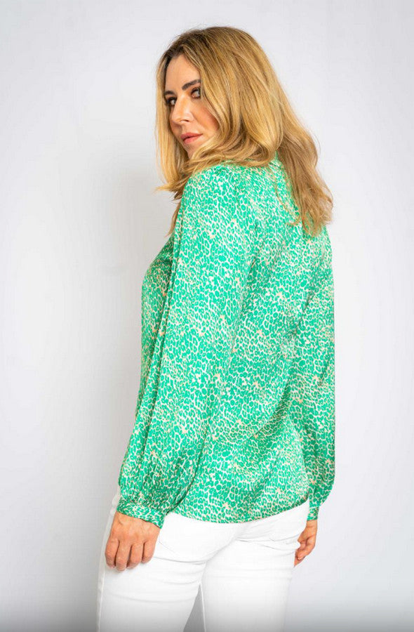 Sirenuse Leopard Print Satin Shirt by The Italian Closet at Kindred Spirit Boutique & Gift