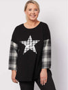 Contrast Check Star Tee at Kindred Spirit Boutique & Gift