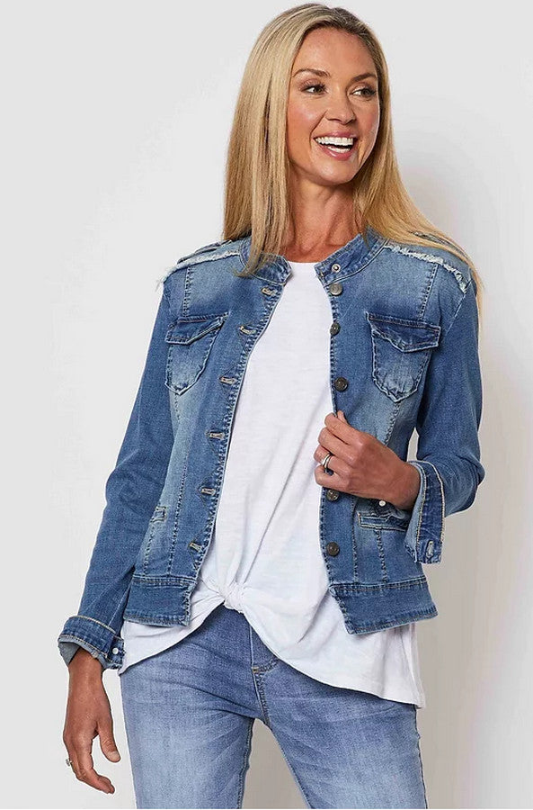 Military Denim Jacket by Threadz at Kindred Spirit Boutique & Gift