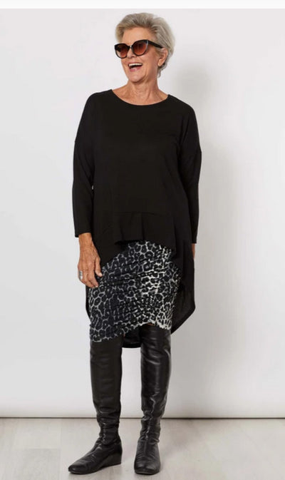 Ruched Print Skirt by Clarity at Kindred Spirit Boutique and Gift